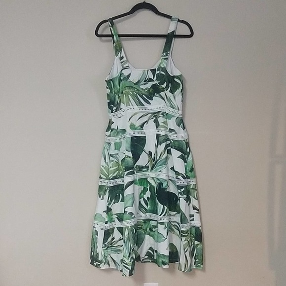 Gianni Bini Monica Palm Print A Line Midi Dress 4 - Picture 7 of 7